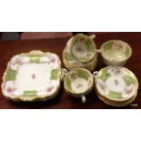 A paragon part tea set hand painted with flowers pattern No 4097 (21 pieces)