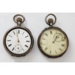 Two full size silver pocket watches