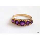 A 9ct gold antique style amethyst ring size M