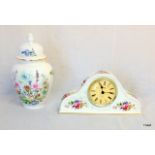 An Aynsley china ginger jar and an Aynsley clock