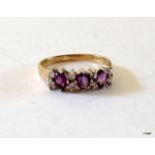 A 9ct gold Amethyst bar ring size K