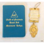 A Guild of Freeman Royal Ark 647  Mariners Lodge Jewel and book