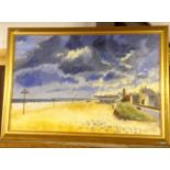 A gilt framed watercolour beach scene 85 x 60