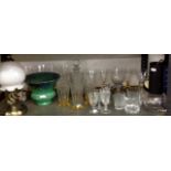 A mixed collection of glassware to include Amber moulded sets