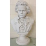 A Parian ware style bust of Beethoven