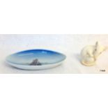 A 2 piece Copenhagen Pottery pin dish and mouse
