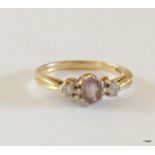 A 9ct gold diamond shoulder ring hallmarked size N