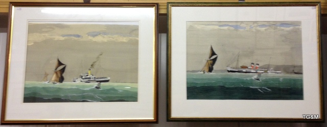 A pair of watercolours of paddle steamers