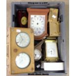 A box of carriage clocks and miniature mantle clocks
