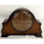 A 1940's Smiths Westminster chime mantle clock with key and pendulum