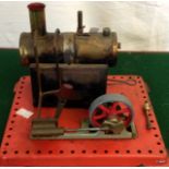 A Mamon stationary steam engine with remote flywheel and cylinder 16 x 21 x 18cm