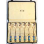 Liberty & Co Silver/enamel teaspoons boxed