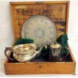 Mixed silver plate and a cutlery box