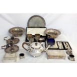 A large collection of silver and silver plated items