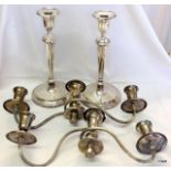 A pair of silver plated candelabras