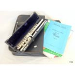 Trevor James London flute with case, carry bag and sheet music