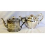 A pair of silver plated tea pots