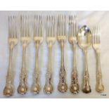 A set of 6 silver King pattern Forks with 2 others