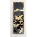 A lacquer and mother of pearl panel depicting birds