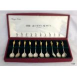 W. Cummins London Solid silver spoons called the Queens beasts (boxed)