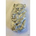 A silver plated cat and mouse Vesta case