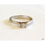 An 18ct white gold diamond solitaire approx 0.20ct size L/M