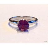 A 9ct white gold and amethyst ring size N
