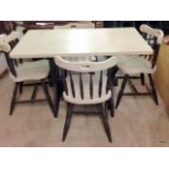 Pine Kitchen table and 4 spindle back chairs 87 x 120 x 76