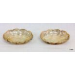 A pair of silver Walker and Hall embossed bon bon dishes 12 x 9cm