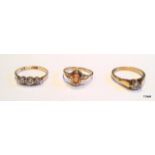 3 x 9ct gold rings