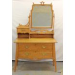 An Arts and Craft Oak bedroom dressing table 2 drawers with bevelled glass 166 x 99 x 51