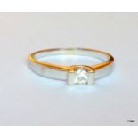 9ct gold diamond solitaire ring, size P