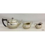 A silver hallmarked 3 piece tea set