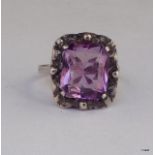 A silver and Amethyst ring size L