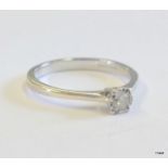 A 9ct white gold solitaire diamond ring size M