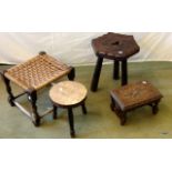 Four mixed footstools