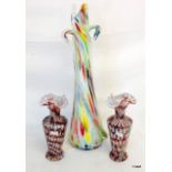 3 Italian Murano glass vases