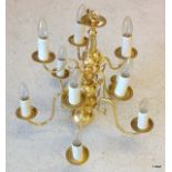 Brass double bank light fittings 54 x 40cm