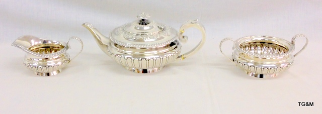 A solid silver 3 piece tea set