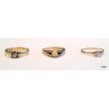 3 x 9ct gold rings