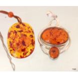 2 amber items to include a Brooch and necklace