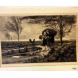 A signed Francis Walker print of 2 ladies harvesting 78 x 108cm