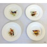 4 x Royal Worcester bird painted tea plates  15cm in diameter