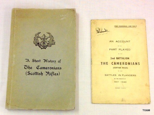 A short history of the Cameronians ( Scottish Rifles) printed in 1939, including insert book