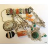 A Collection of Agate and silver jewellery