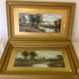 a pair of gilded Victorian watercolours 70 x 45cm