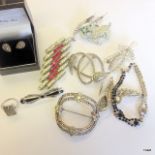 A collection of silver and marquiste jewellery