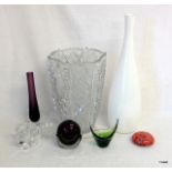 Crystal vase glassware and paperweight