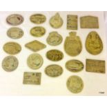 20 x Cast Brass Steam Traction Engine Exhibitor Plates including Hollowell, Caldecote, Cheshire,