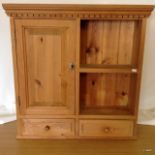 A pine 2 drawer wall cupboard 69 x 69 x 16cm